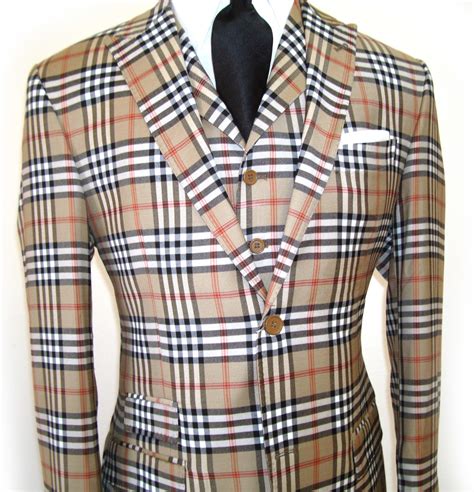 burberry traditional plaid style 3 piece men's suit|Men's Designer Burberry Suits .